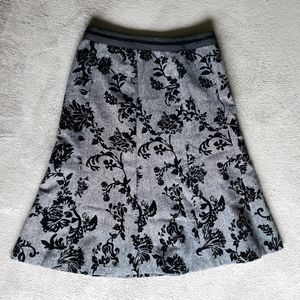 Ann Taylor Black Grey Wool Velvet Floral Sk…